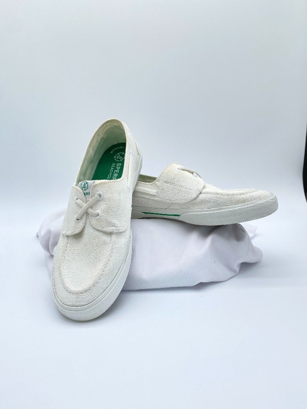 Sperry Women’s SeaCycled Boat Shoes Ivory White Canvas Size 11 STS89231
